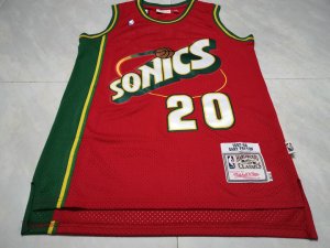 NBA 20 Gary Payton Supersonics 1997-98 M&N Maillot Rouge